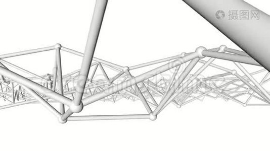 白色抽象可变形三维.. 三维渲染。视频