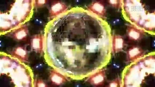 迪斯科球旋转循环动画。 3d视频