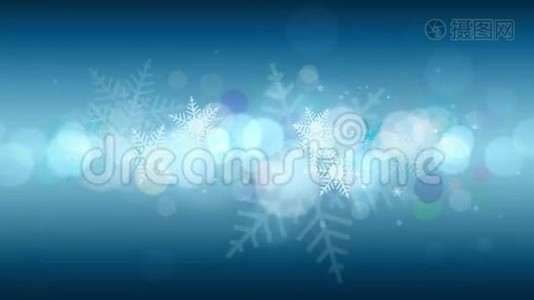 蓝色的冬天背景与波克和雪花无缝环视频