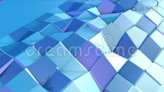 摘要简单蓝紫低聚三维表面作为控制背景。 软几何低聚运动背景视频