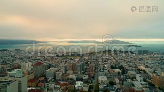 建立旧金山市区的空中景观视频