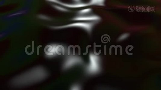 抽象的黑色丝质织物在空气中缓慢地形成美丽的褶皱。 波状组织表面4k三维动画视频