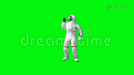 有趣的宇航员跳舞。 绿色屏幕。 现实的4k动画。视频