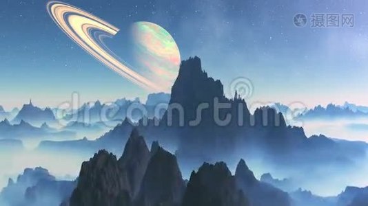 土星背景外星景观视频