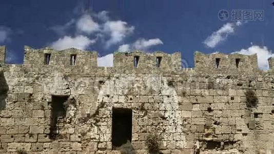 希腊罗得斯镇中世纪城墙视频