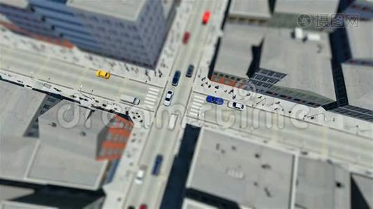 城市步行者和交通的倾斜视频