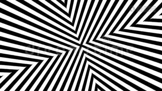 抽象黑白条纹。 3D渲染无缝循环视频