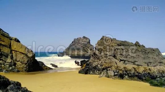 葡萄牙阿德拉加海滩落基大西洋海岸线视频