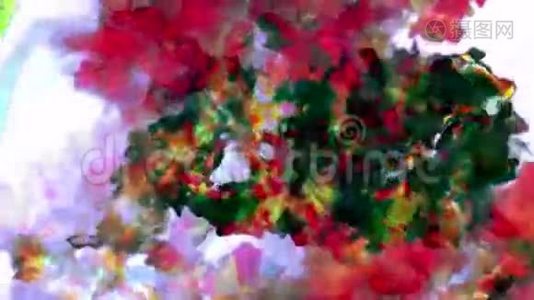 彩色粒子图案，三维动画，循环视频