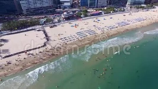 阳光明媚的夏季海恩大海滩，釜山，韩国，亚洲视频