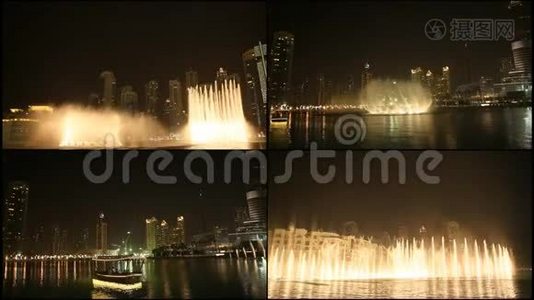 夜晚的迪拜喷泉视频