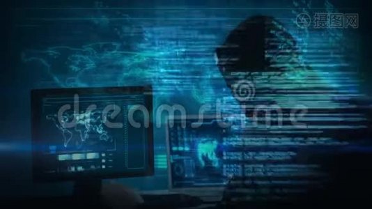 黑客入侵电脑前台有数据视频
