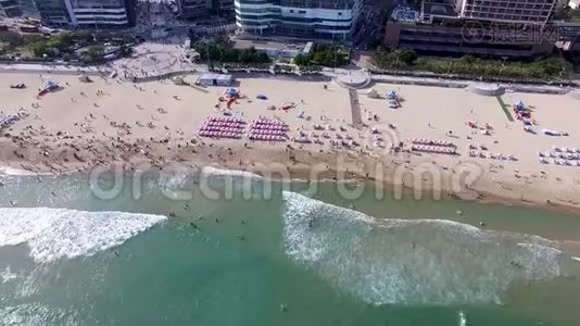 阳光明媚的夏季海恩大海滩，釜山，韩国，亚洲视频