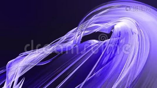 五颜六色的蓝色紫罗兰条纹在圆形形成扭转，移动在一个圆圈。 无缝创意背景，循环3d视频