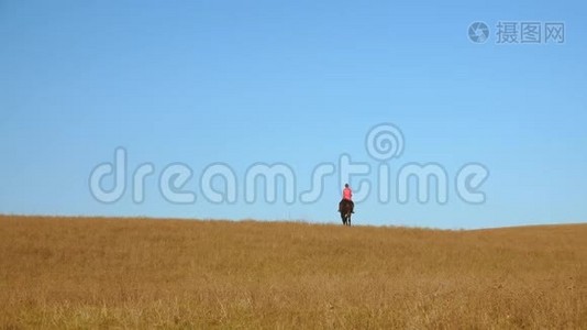 骑马的女骑手。 慢动作视频