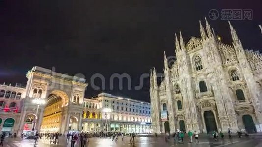 夜莺维托里奥伊曼多姆广场步行全景4k时间流逝意大利米兰视频