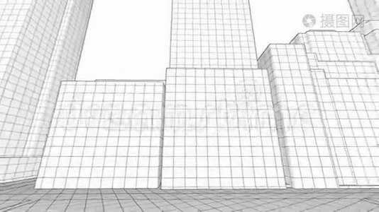 概念摩天大楼蓝图视频