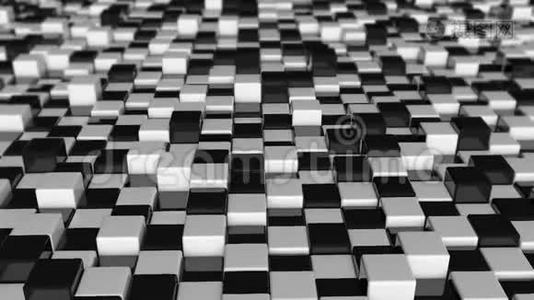 立方体的运动。 未来主义背景与黑白立方体。 有反射的立方体视频
