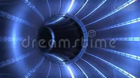 未来的蓝光隧道，无缝环路，股票镜头视频