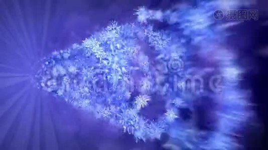 新宁冬天象征着美丽的雪花。 旋转雪的漩涡。 冬季模式。 美丽的雪花飞舞。 循环动画。视频