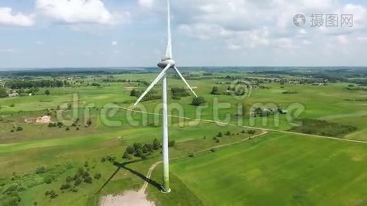 绿色领域的风力涡轮机视频