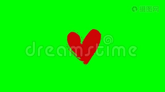 绿色背景上的卡通心跳2D动画。 机动车辆视频