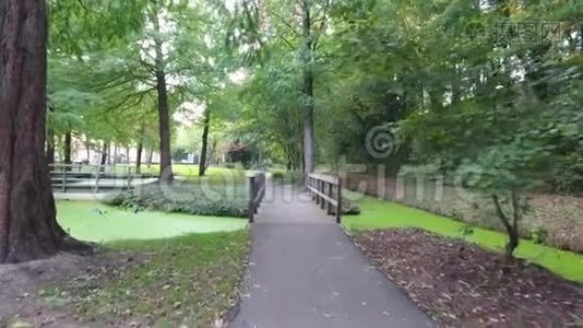 荷兰Zwijndrecht市公园绿色小湖的彩色鸟瞰图视频