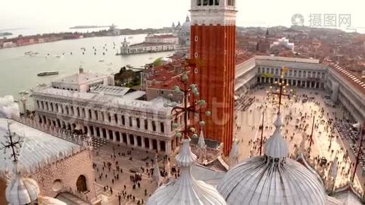 威尼斯圣马可广场的鸟瞰图视频