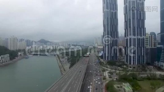 韩国釜山海恩达中心城超瀑布交通。视频
