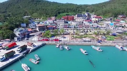 鸟瞰Ttangkkeut村，海纳姆，Jeollanamdo，韩国，亚洲。视频