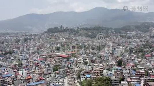 尼泊尔，加德满都。 无人机的空中镜头视频