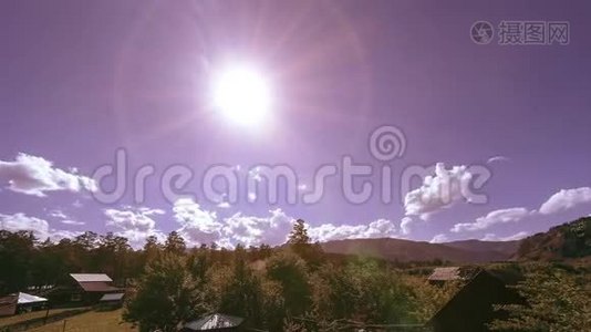 山村时间在夏秋时节. 狂野的亚洲自然和农村。视频