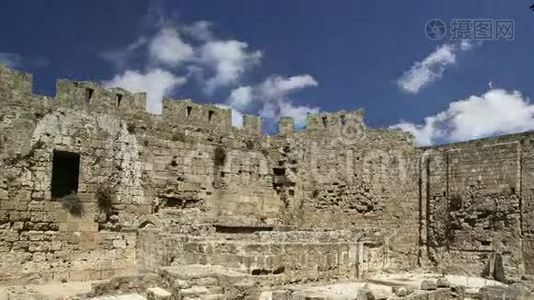 希腊罗得斯镇中世纪城墙视频