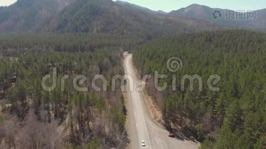 夏季景观中道路的鸟瞰图视频