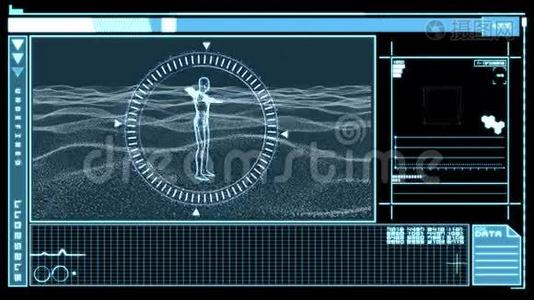 数字界面显示人的旋转图形视频