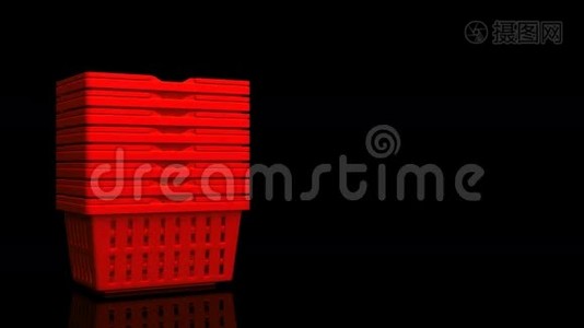 黑色文字空间的红色购物篮视频