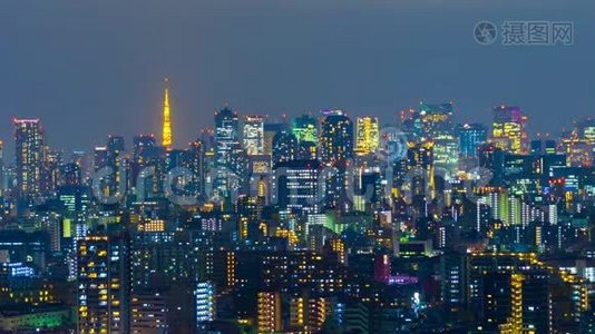 日本东京城市景观的时间流逝视频