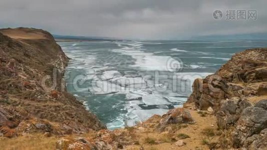 湖面日落，时间流逝视频