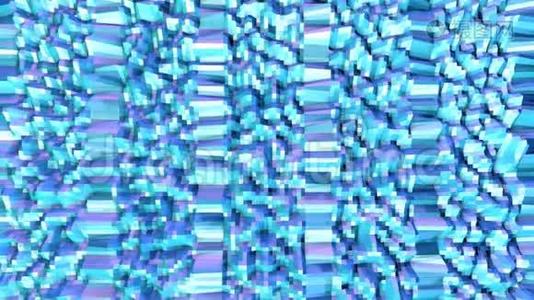 抽象简单的蓝紫低聚三维表面作为超现实景观。 软几何低聚运动背景视频