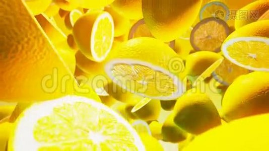 黄色背景下的新鲜柠檬视频