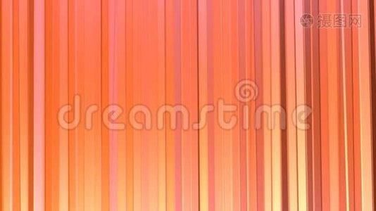 抽象简单的粉红色橙色低聚三维窗帘。 软几何低聚运动背景移动纯粉色橙色视频