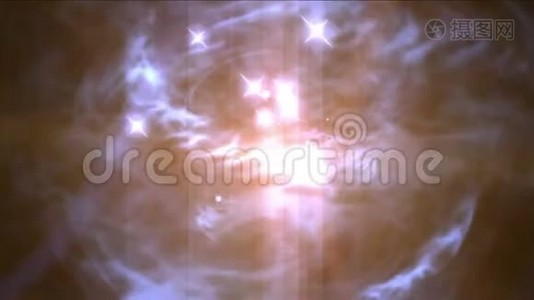圆球球体星云背景，魔法能量技术，核原子。视频