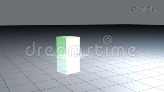 用动画图形旋转绿色立方体视频
