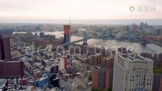 下曼哈顿纽约的鸟瞰图。 居民和金融业务大楼从上面。视频