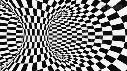黑白幻视错觉.. 抽象催眠动画背景.. 格子几何环形壁纸视频