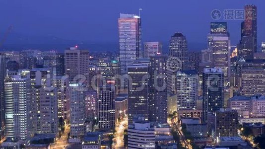 西雅图城市景观时间流逝黄昏视频