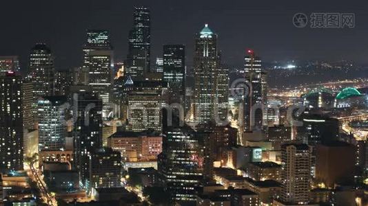 西雅图城市景观时间流逝黄昏视频