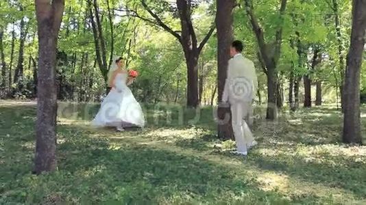 公园里的新婚夫妇视频