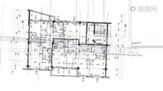 摘要建筑背景：以城市动画为背景的蓝图住宅规划视频