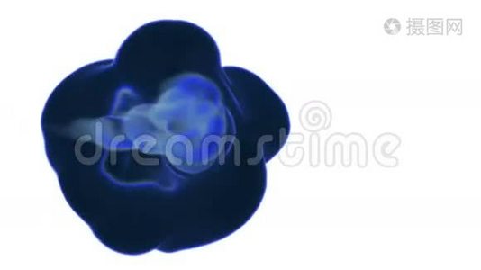 五颜六色的墨水在水中，蓝色的墨水滴。 使用它作为背景，过渡或覆盖。 3运动图形元素VFX墨水视频